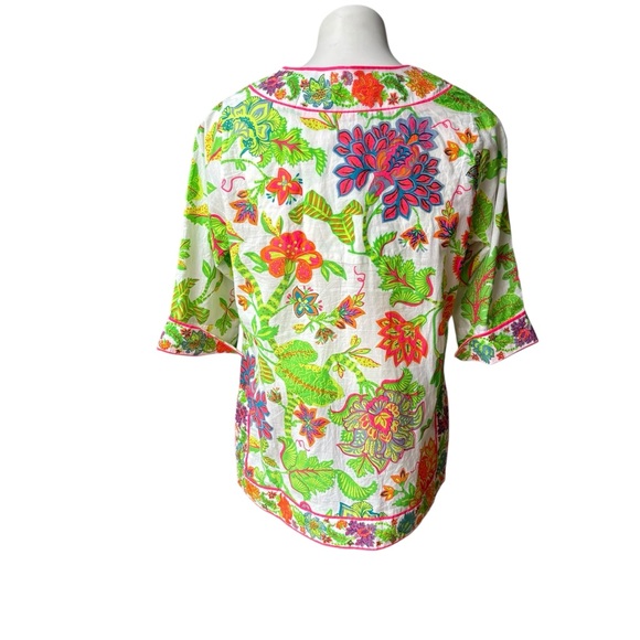 Gretchen Scott - Glorious Split Neck Tunic in Multi Bright, Sz S - Picture 3 of 13